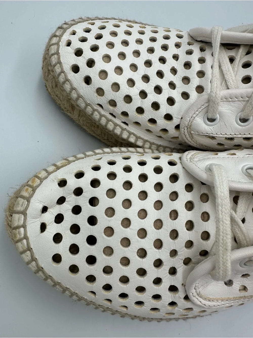 Loeffler Randall Women Size 41 White Alfie Perforated Leather Espadrille